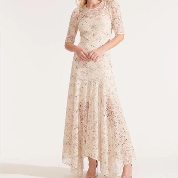 Veronica Beard Balsam Eyelet Floral Chiffon Maxi Dress Size 8 - Picture 3 of 10